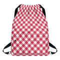 Cardinal Red And White Gingham Print Drawstring Backpack