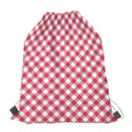 Cardinal Red And White Gingham Print Drawstring Bag