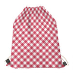 Cardinal Red And White Gingham Print Drawstring Bag