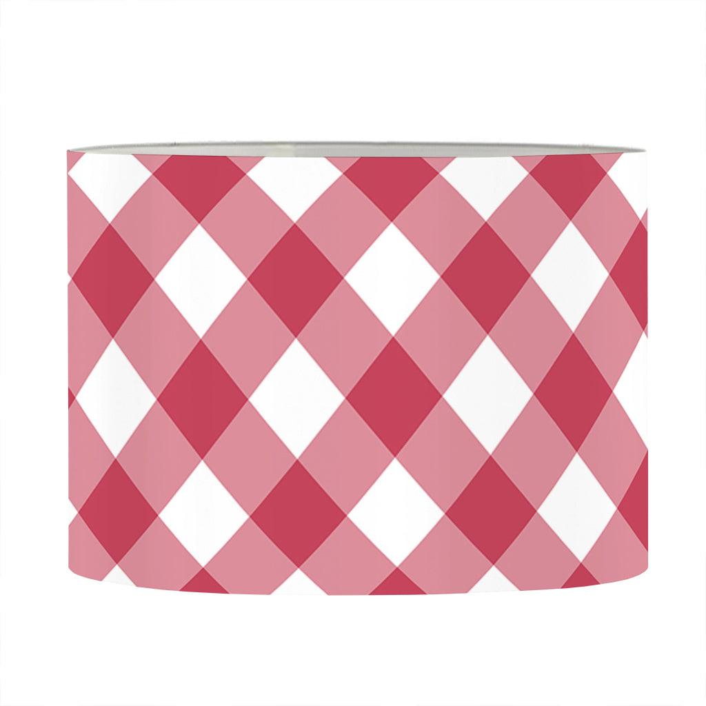Cardinal Red And White Gingham Print Drum Lamp Shade