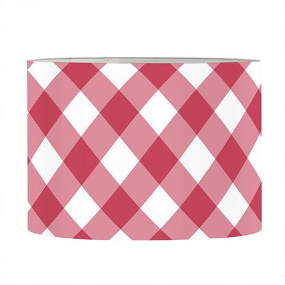 Cardinal Red And White Gingham Print Drum Lamp Shade