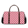 Cardinal Red And White Gingham Print Duffel Bag
