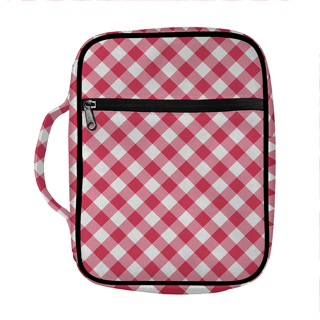 Cardinal Red And White Gingham Print Front Pocket Bible Bag