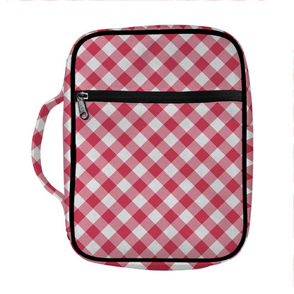 Cardinal Red And White Gingham Print Front Pocket Bible Bag