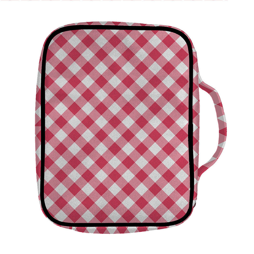 Cardinal Red And White Gingham Print Front Pocket Bible Bag