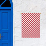 Cardinal Red And White Gingham Print Garden Flag
