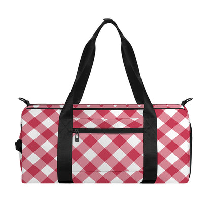 Cardinal Red And White Gingham Print Gym Bag