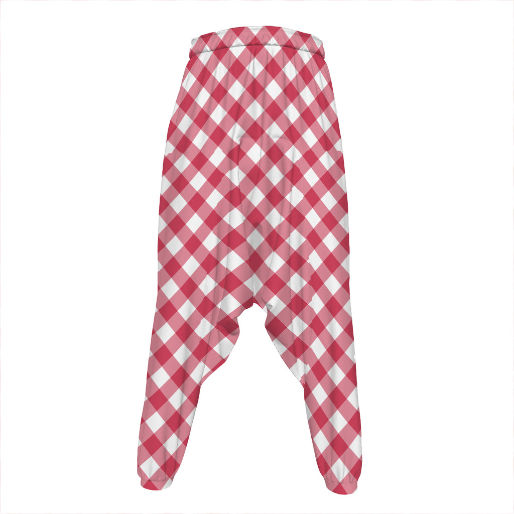 Cardinal Red And White Gingham Print Hammer Pants