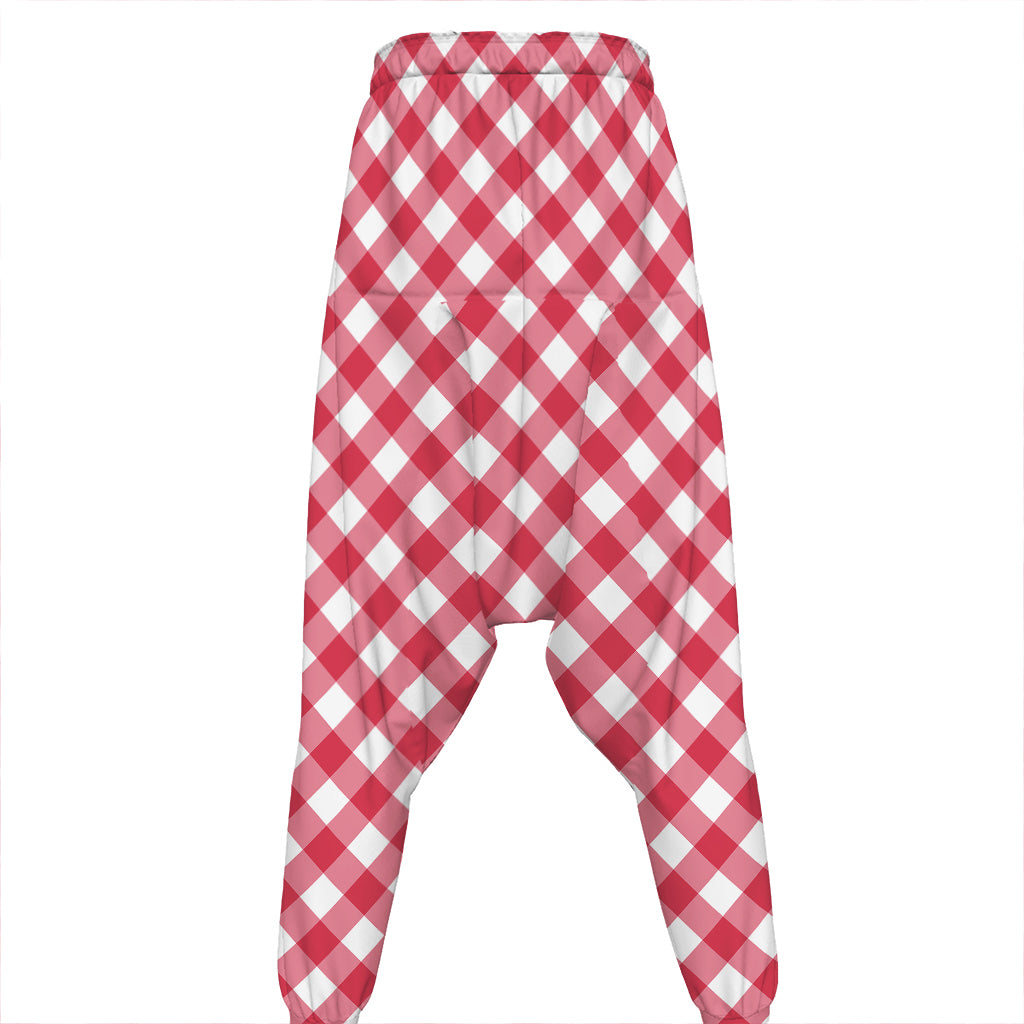 Cardinal Red And White Gingham Print Hammer Pants