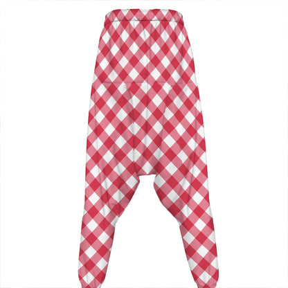 Cardinal Red And White Gingham Print Hammer Pants