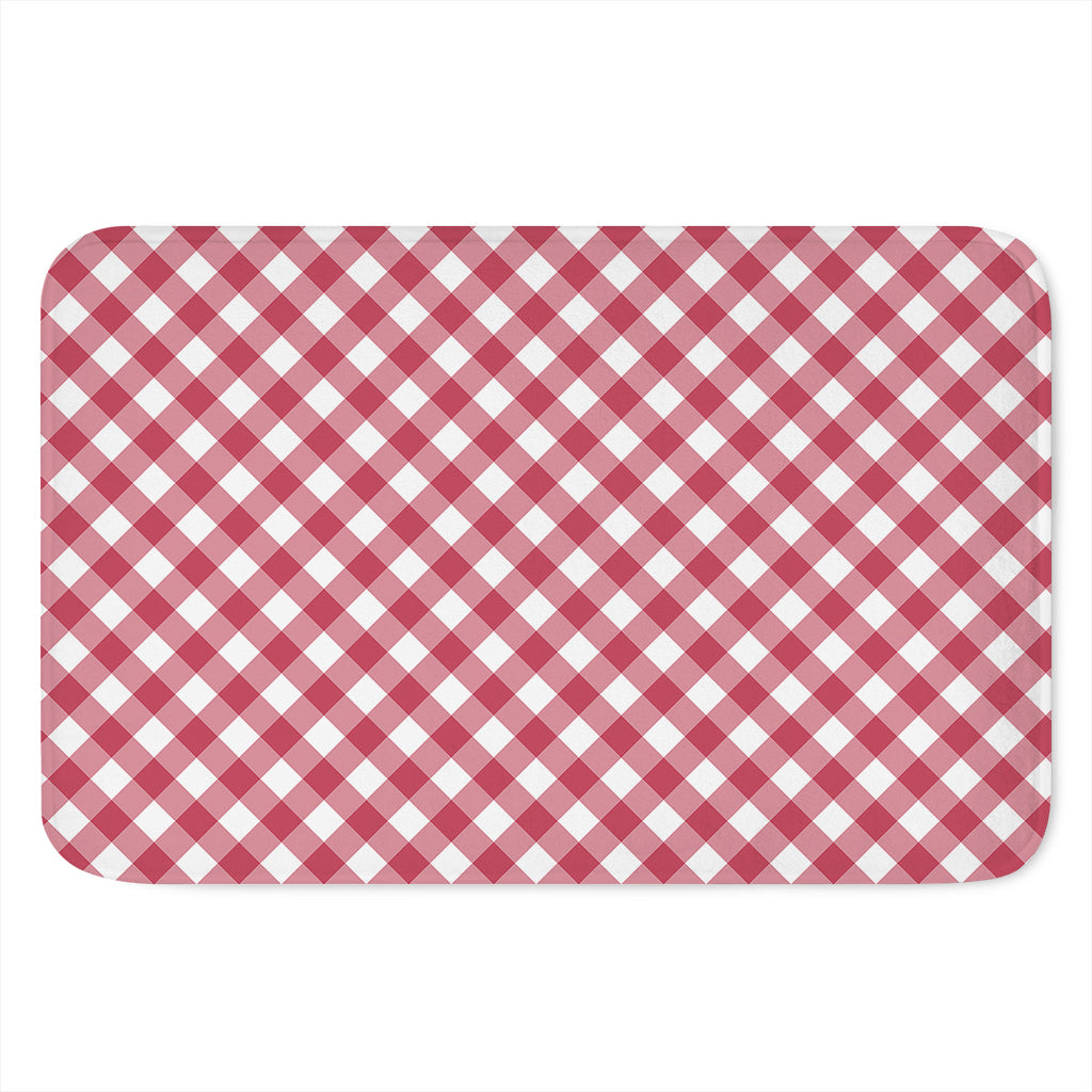 Cardinal Red And White Gingham Print Indoor Door Mat
