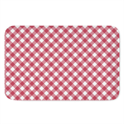 Cardinal Red And White Gingham Print Indoor Door Mat