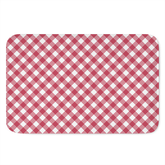 Cardinal Red And White Gingham Print Indoor Door Mat