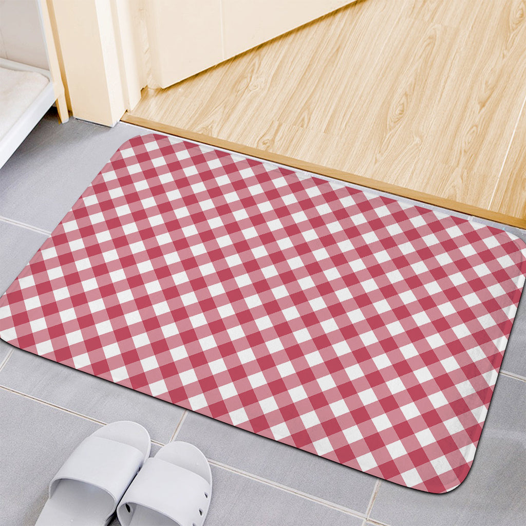 Cardinal Red And White Gingham Print Indoor Door Mat
