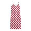 Cardinal Red And White Gingham Print Jersey Midi Cami Dress