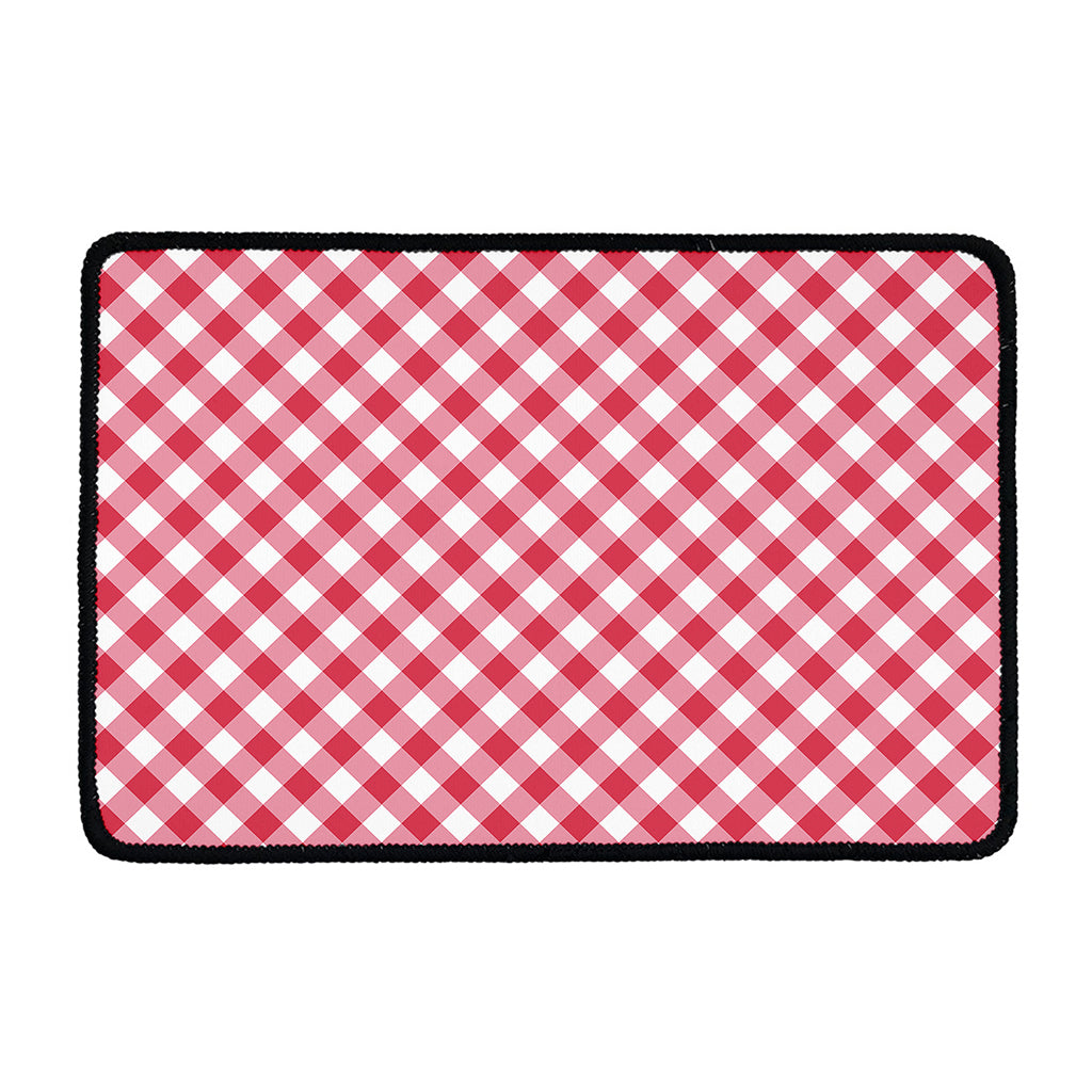 Cardinal Red And White Gingham Print Kitchen Mat