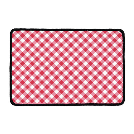 Cardinal Red And White Gingham Print Kitchen Mat