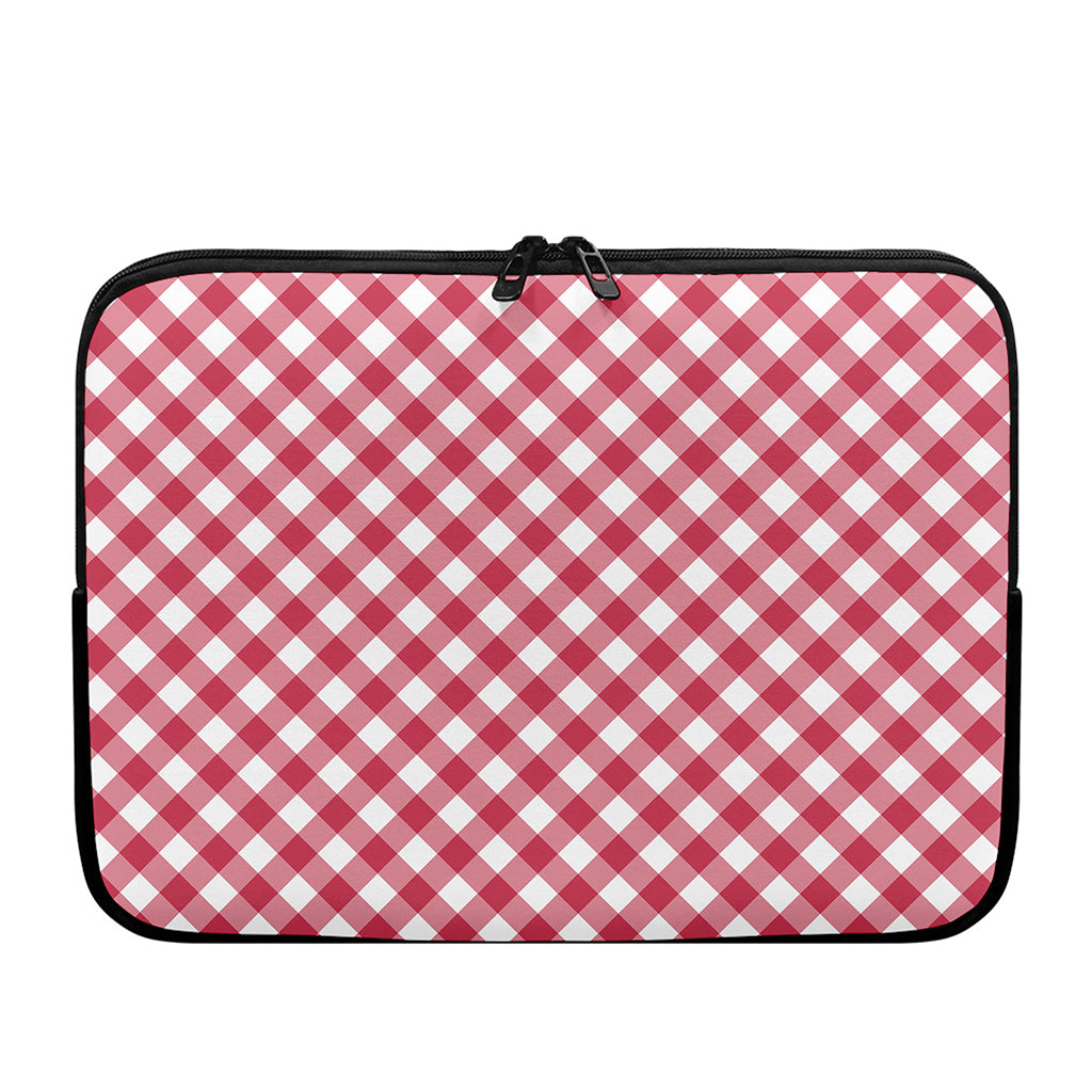 Cardinal Red And White Gingham Print Laptop Sleeve