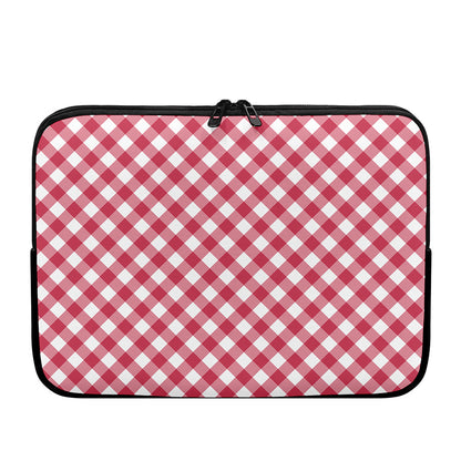 Cardinal Red And White Gingham Print Laptop Sleeve