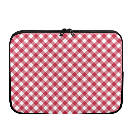 Cardinal Red And White Gingham Print Laptop Sleeve