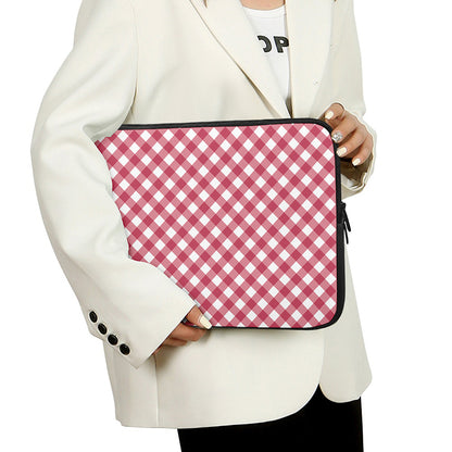 Cardinal Red And White Gingham Print Laptop Sleeve