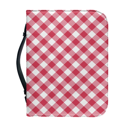 Cardinal Red And White Gingham Print Leather Bible Cover