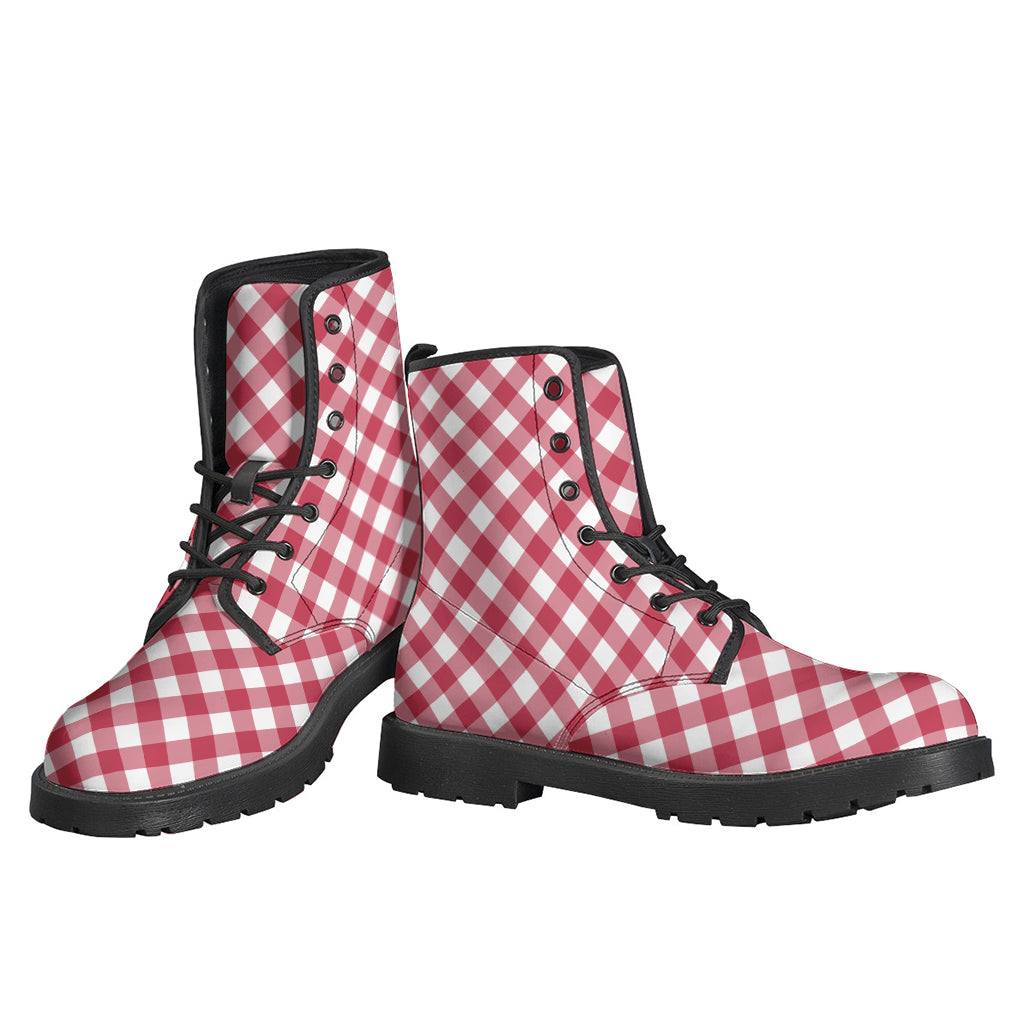 Cardinal Red And White Gingham Print Backpack