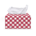 Cardinal Red And White Gingham Print Leather Tissue Box Cover