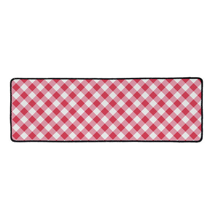 Cardinal Red And White Gingham Print Long Kitchen Mat