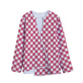 Cardinal Red And White Gingham Print Long Sleeve Short Coat