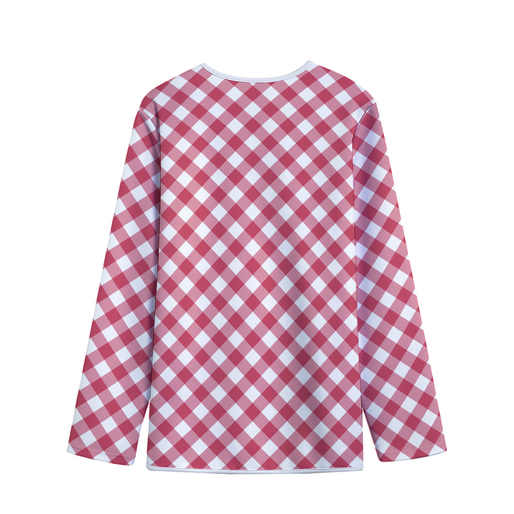 Cardinal Red And White Gingham Print Long Sleeve Short Coat