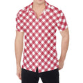 Cardinal Red And White Gingham Print Men's Shirt