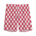 Cardinal Red And White Gingham Print Men's Athletic Shorts