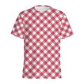 Cardinal Red And White Gingham Print Men's Athletic T-Shirt