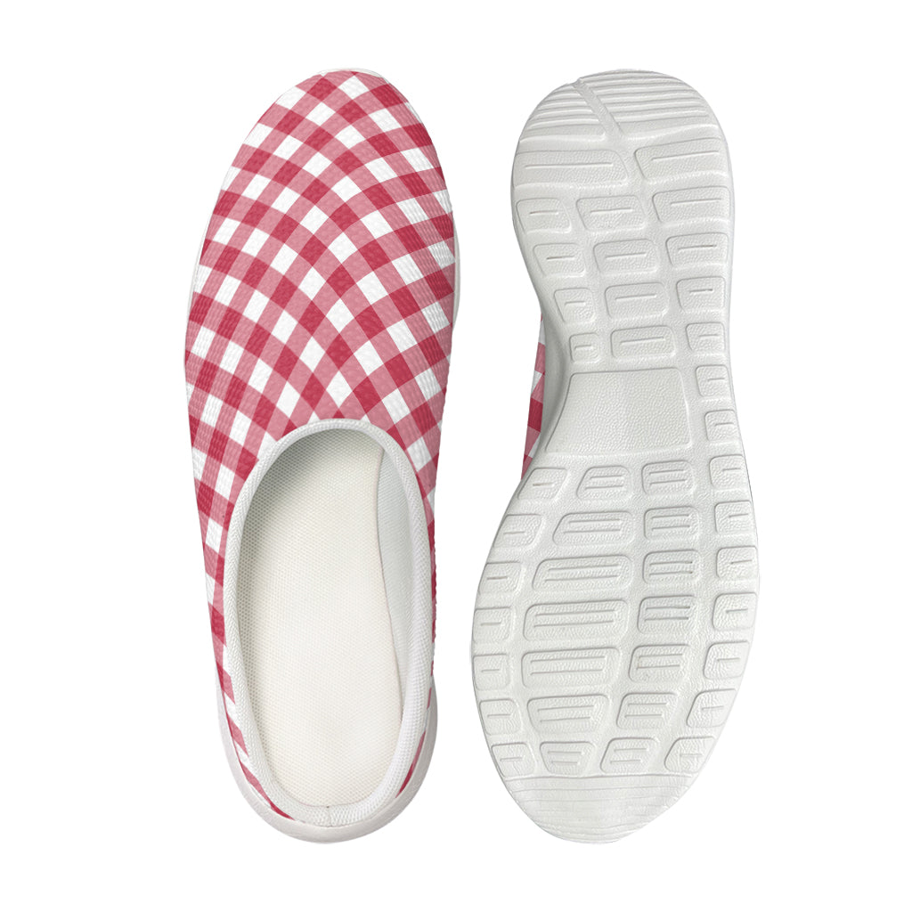 Cardinal Red And White Gingham Print Mesh Casual Shoes