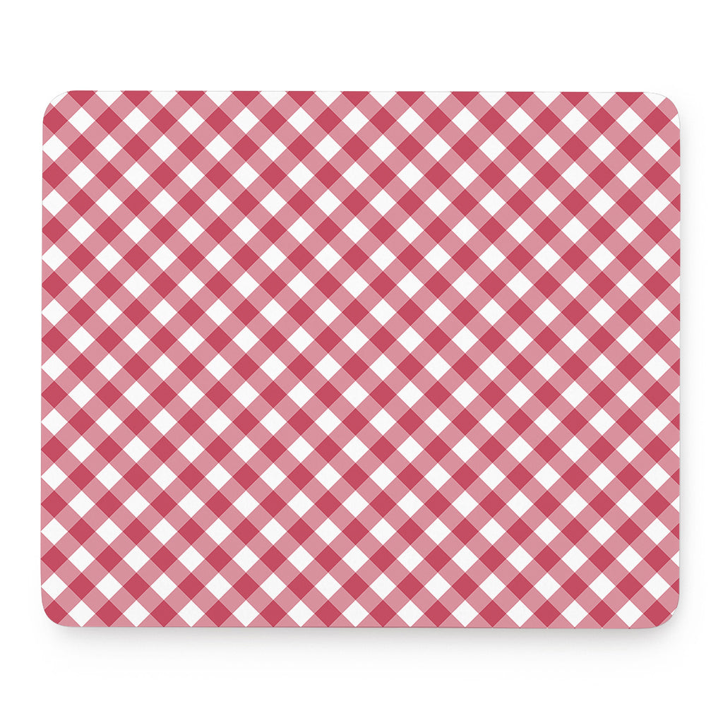 Cardinal Red And White Gingham Print Mouse Pad