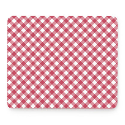 Cardinal Red And White Gingham Print Mouse Pad
