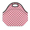 Cardinal Red And White Gingham Print Neoprene Lunch Bag
