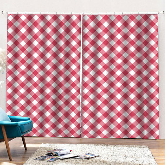Cardinal Red And White Gingham Print Pencil Pleat Curtains