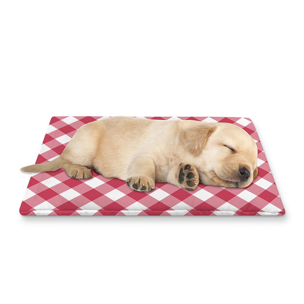 Cardinal Red And White Gingham Print Pet Cooling Mat Cover