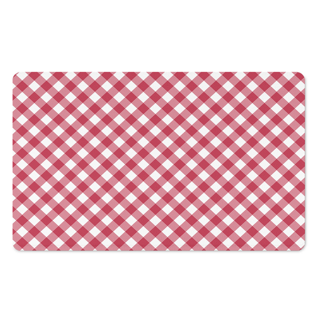 Cardinal Red And White Gingham Print Polyester Doormat