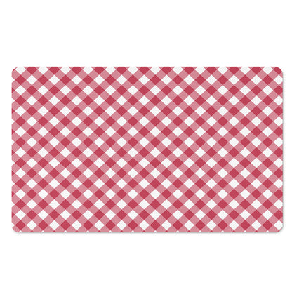 Cardinal Red And White Gingham Print Polyester Doormat