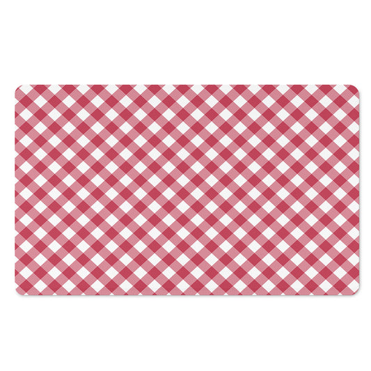 Cardinal Red And White Gingham Print Polyester Doormat