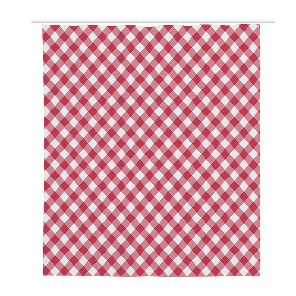 Cardinal Red And White Gingham Print Polyester Shower Curtain
