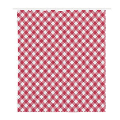 Cardinal Red And White Gingham Print Polyester Shower Curtain