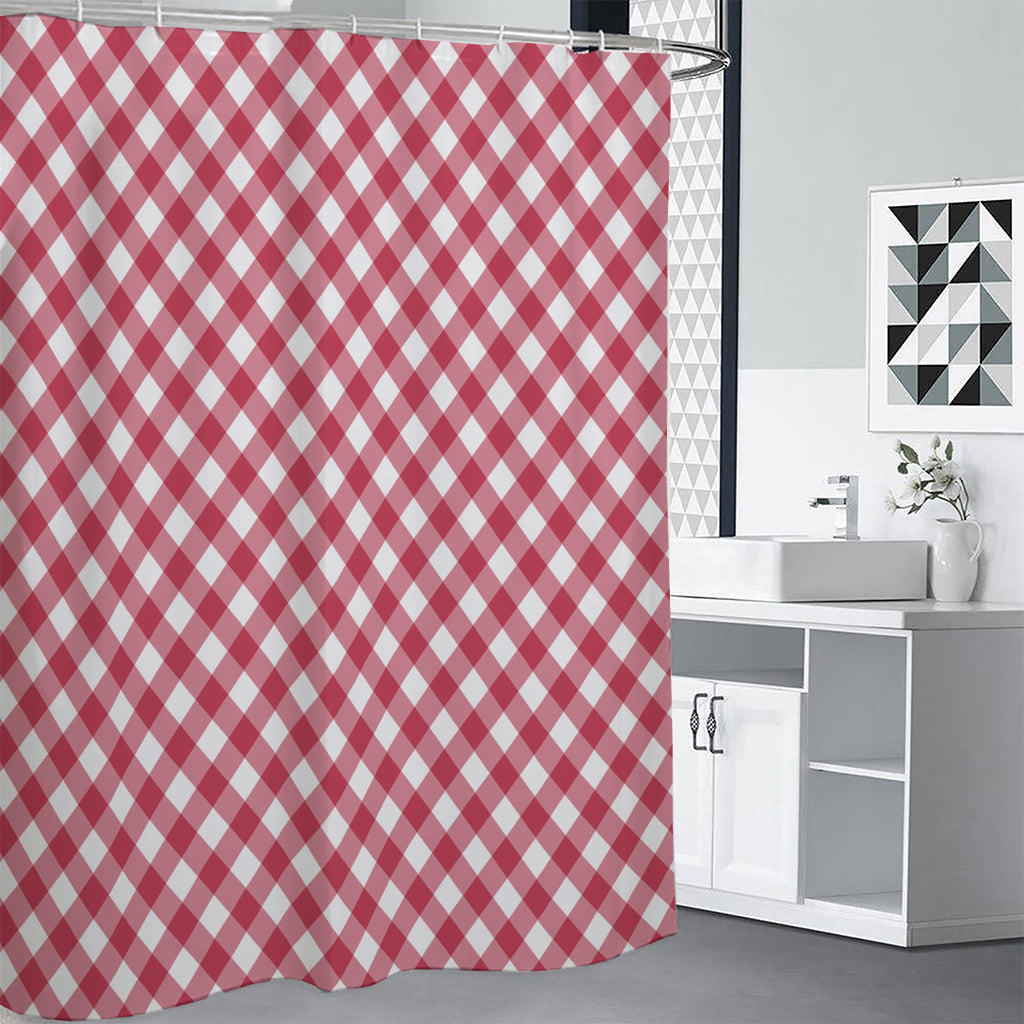 Cardinal Red And White Gingham Print Premium Shower Curtain