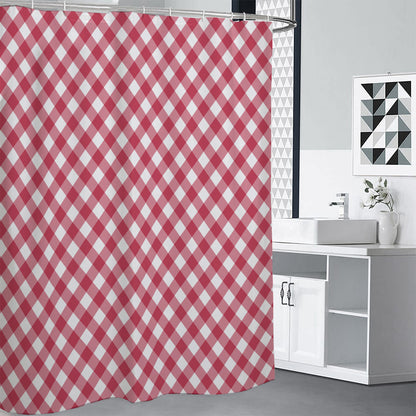 Cardinal Red And White Gingham Print Premium Shower Curtain