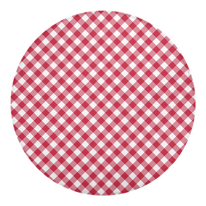 Cardinal Red And White Gingham Print Round Blanket