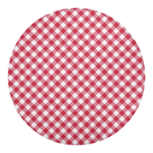 Cardinal Red And White Gingham Print Round Blanket