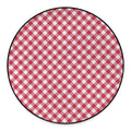 Cardinal Red And White Gingham Print Round Floor Mat